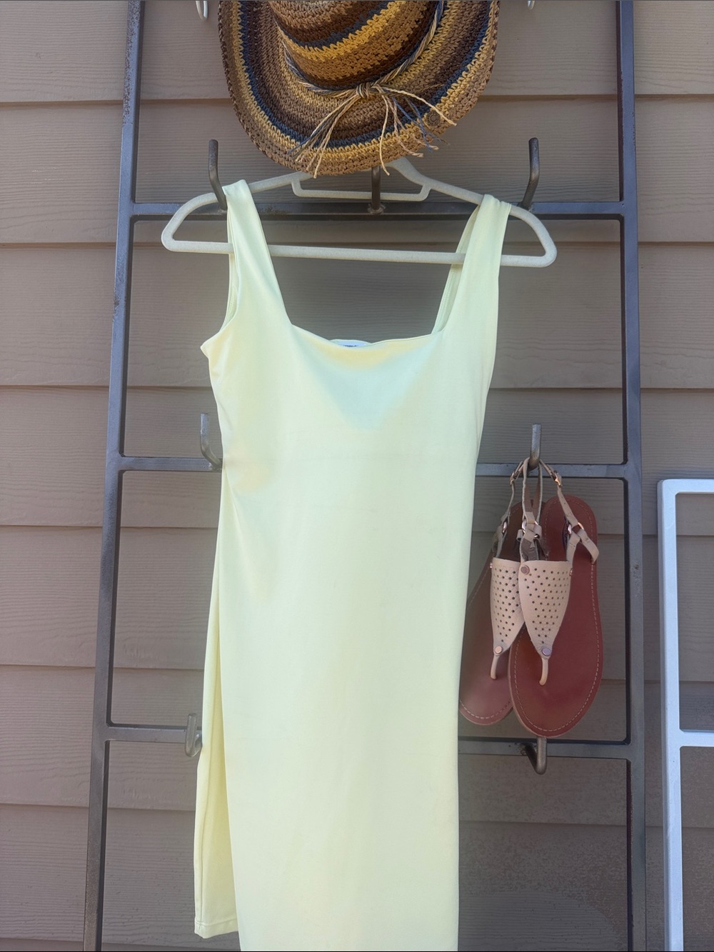 Cotton On Pale Yellow Square Neck Midi Dress